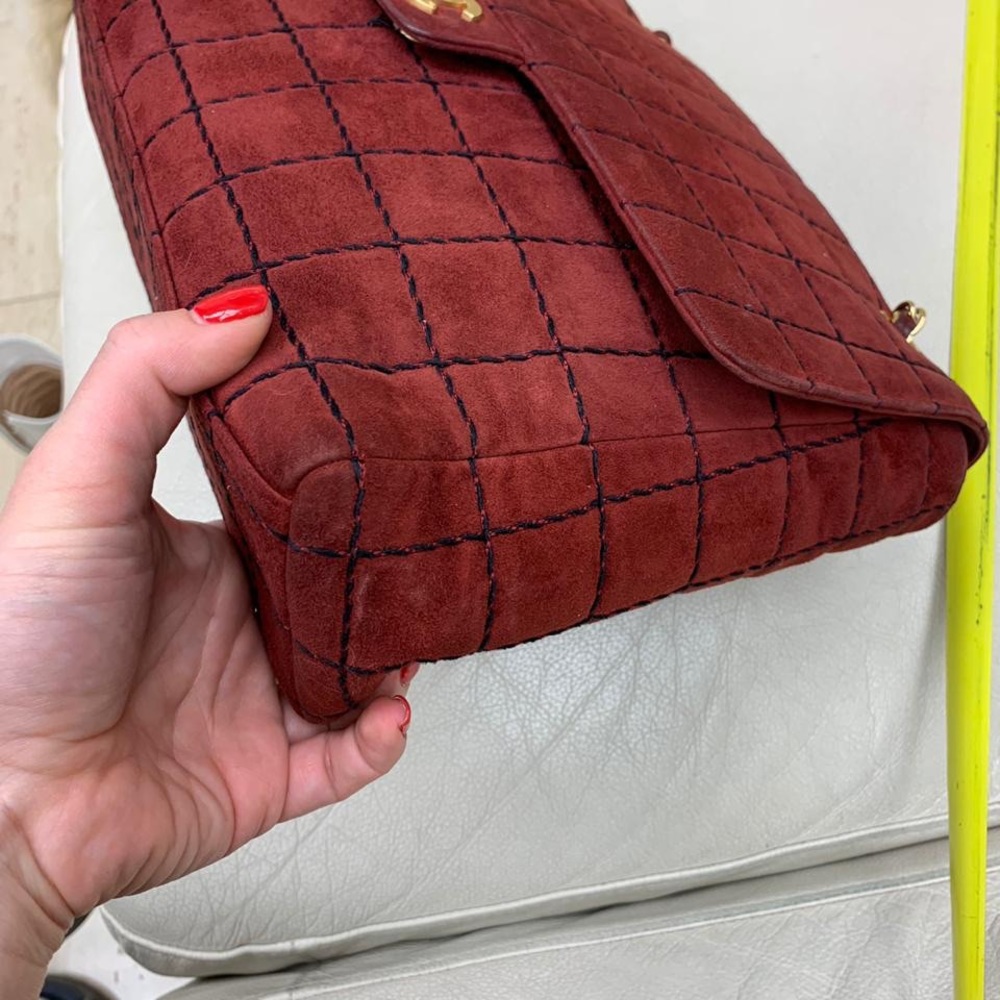 Chanel Classic Suede Dark burgundy color Bag - Picture 6 of 8
